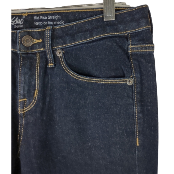 Mossimo Size 28 2R Denim Mid Rise Straight Dark Blue Capri Super Stretch Silver - Picture 12 of 13